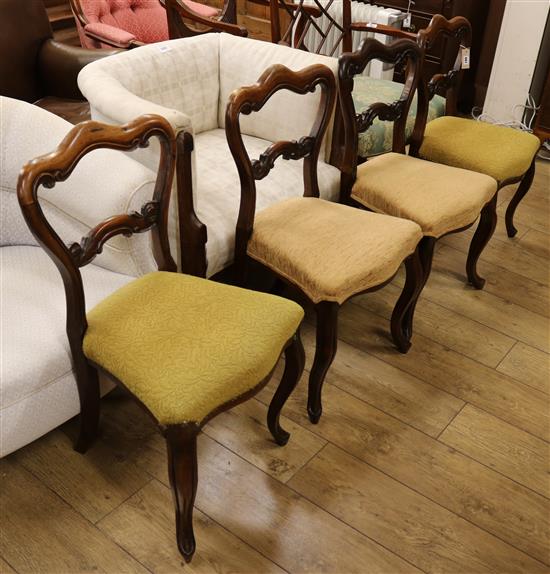 Four Victorian rosewood dining chairs